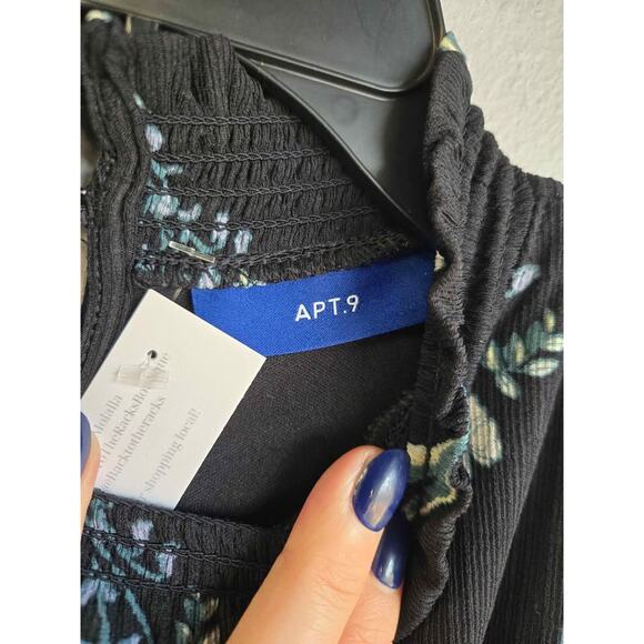 APT. 9 Black Floral Print Sleeveless Blouse - Picture 2 of 4